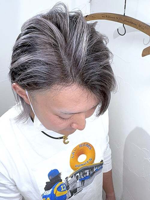 記事【【かきあげてもかっこいい】ホワイトシルバーバレイヤージュ×ブリーチ２回 ※動画有】のサムネイル画像